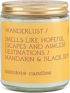 Anecdote Candles 'Wanderlust' Coconut Soy Wax Candle | Premium Hand Poured & Long Burning | Mandarin & Black Berry Scent | Phthalate-Free | for Home, Office, Gift - 7.8 Oz