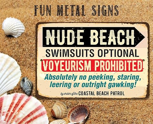 Miniatura 3 de Nude Beach Swimsuits Optional - Beach Sign Metal Sign - Perfect for Beach Vacations, Swimming Pool Accessories, Coastal and Nautical Print and Gift,