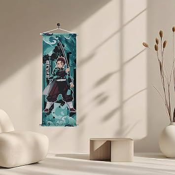 Wirhaut Demon Slayer Scroll Poster, Anime Artistic Wall Decor Piece, Traditional Japanese-Style Wall Art for Living Room or Bedroom Poster