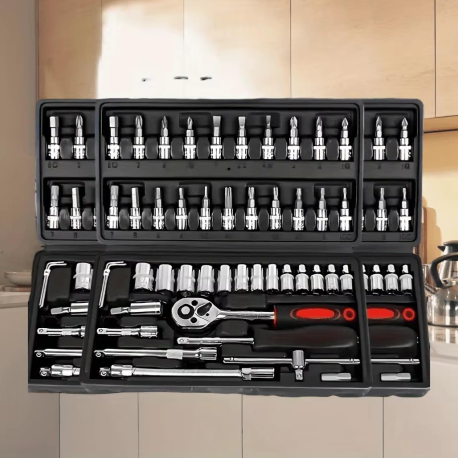 Set attrezzi da officina 46pcs Kit Di Strumenti Di Riparazione Auto Chiave A Cricchetto Cassetta Degli Attrezzi Per Macchinisti E Appassionati Strumenti Di Riparazione Utensili Manuali