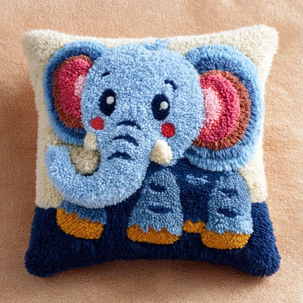 Henypt Latch Hook Cushion Kits Elephant