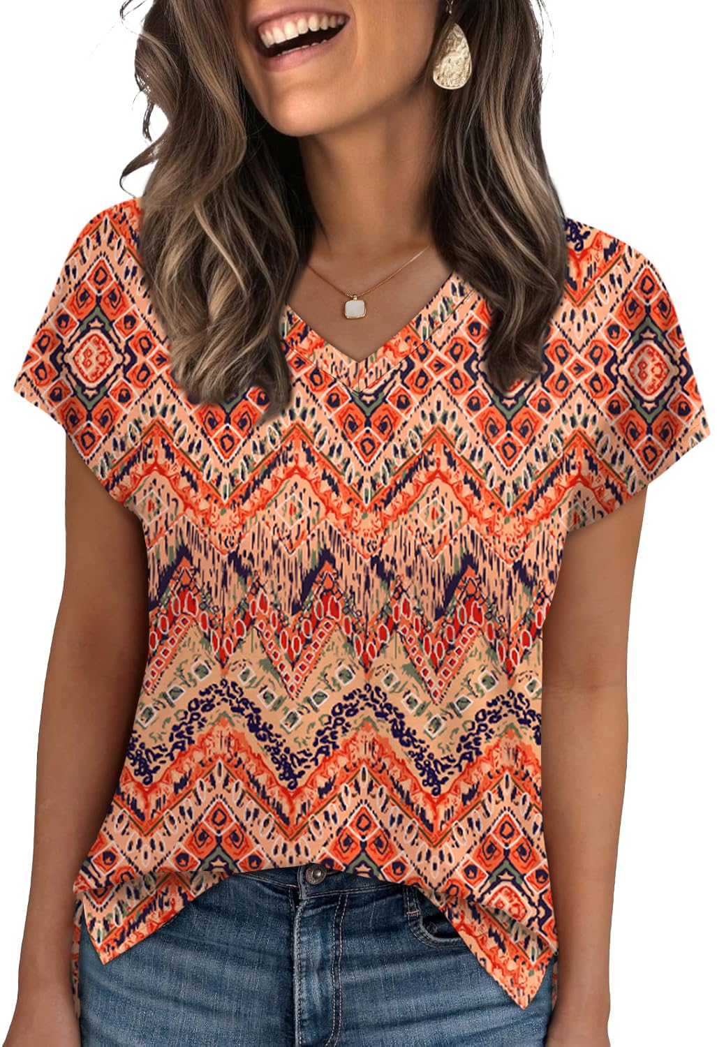 WIHOLL T Shirts for Women V Neck Summer Tops Ladies Short Sleeve Casual Tee — view 11