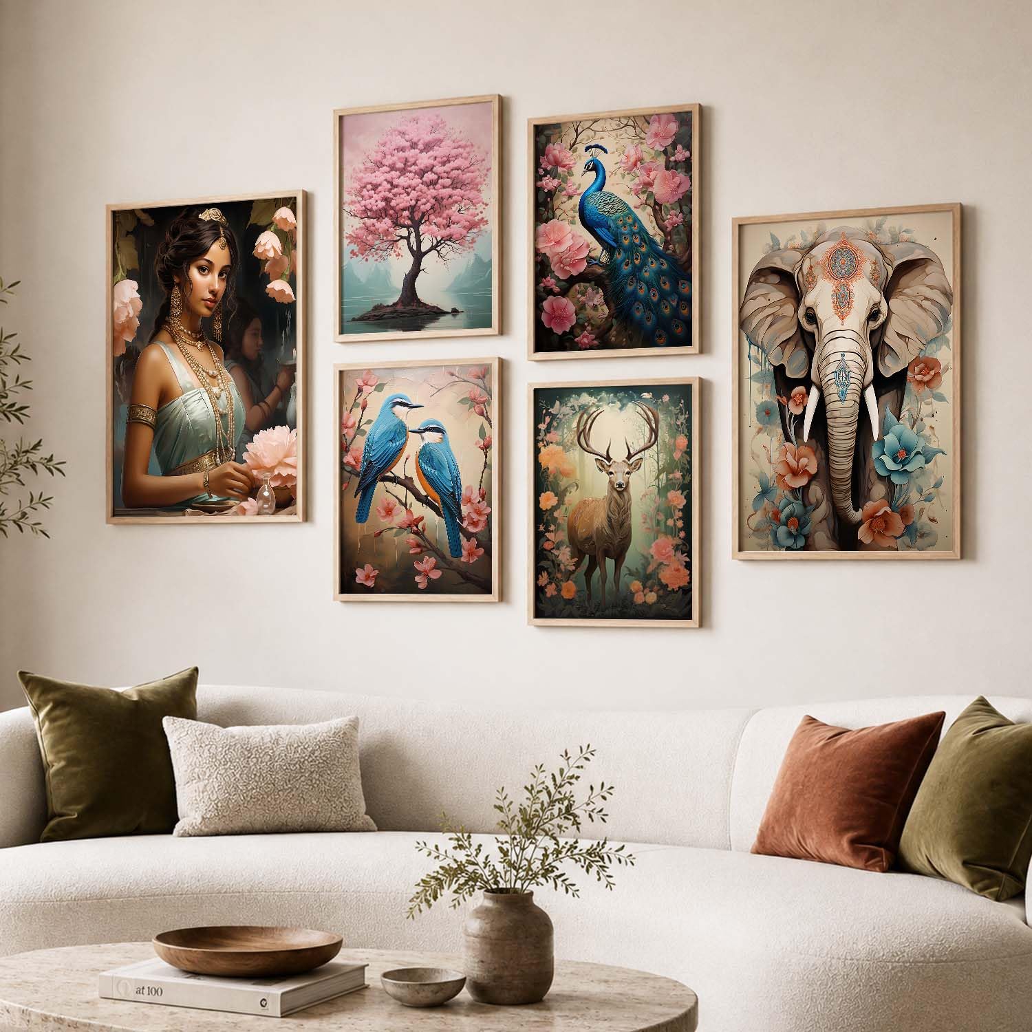 Madhubani Wall Art Paintings - Set of 6 -17