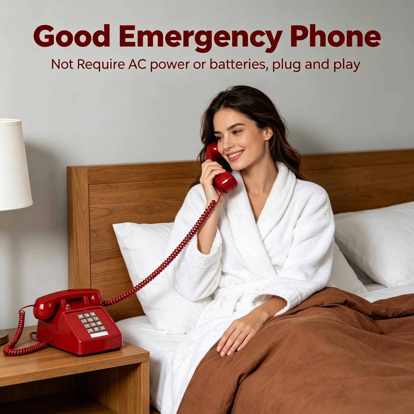 YOPAY Single Line Corded Desk Telephone, Home Emergency Intuition Amplified Retro Phone, Classic Dial Button Phone, Red — Amazon image 4