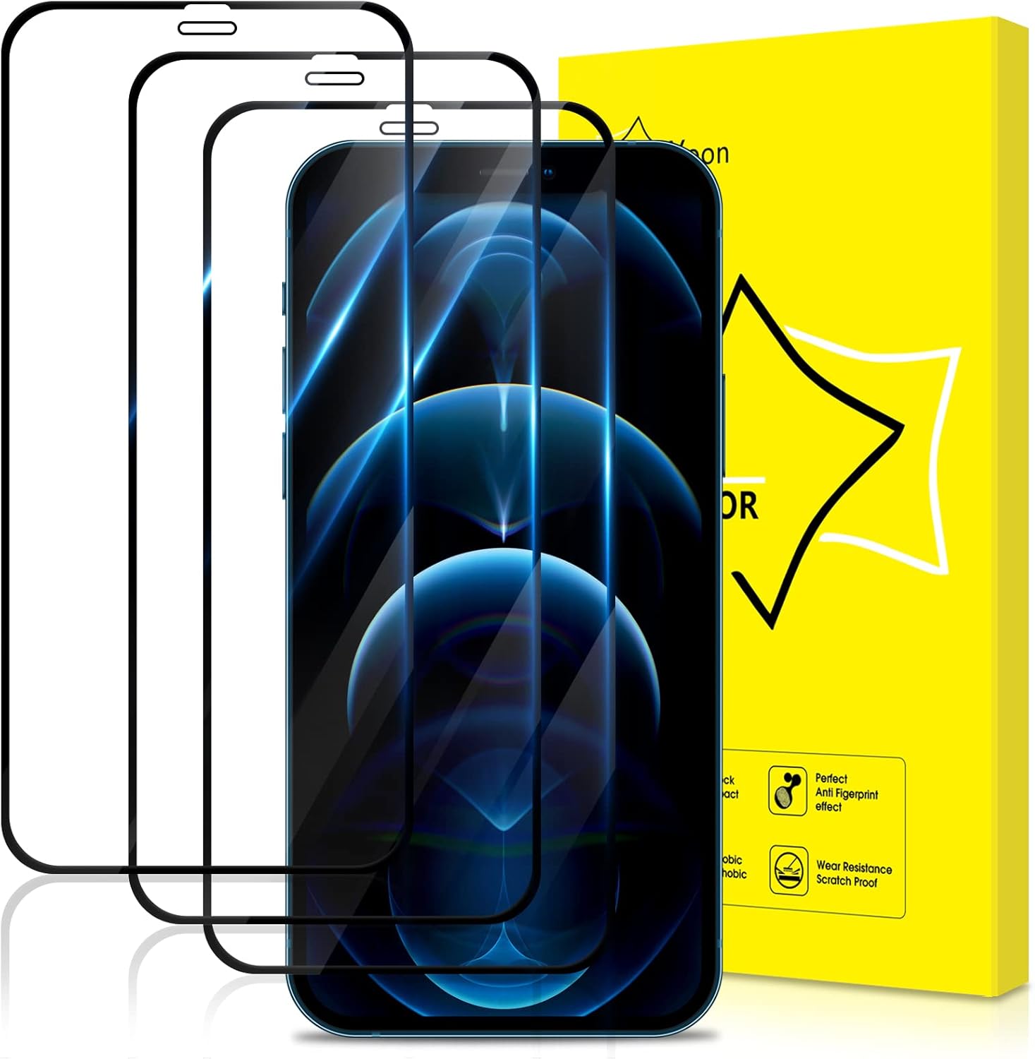 GiiYoon3 PACK Screen Protector for iPhone 12/iPhone 12 Pro Tempered