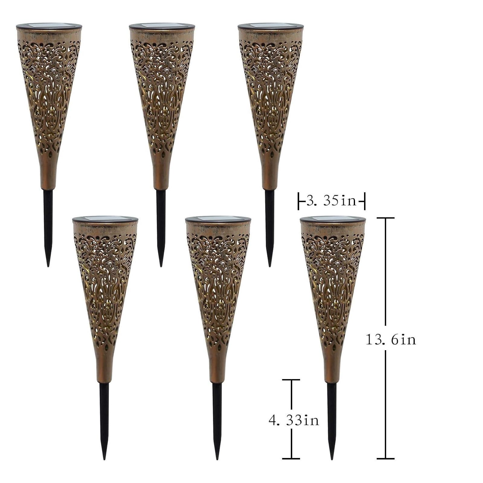 gardencave Confezione da 6 luci solari decorative da giardino per esterni, con luce calda, impermeabili, luci solari per vialetti, vialetti, vialetti, cortili, giardini, regali per donne