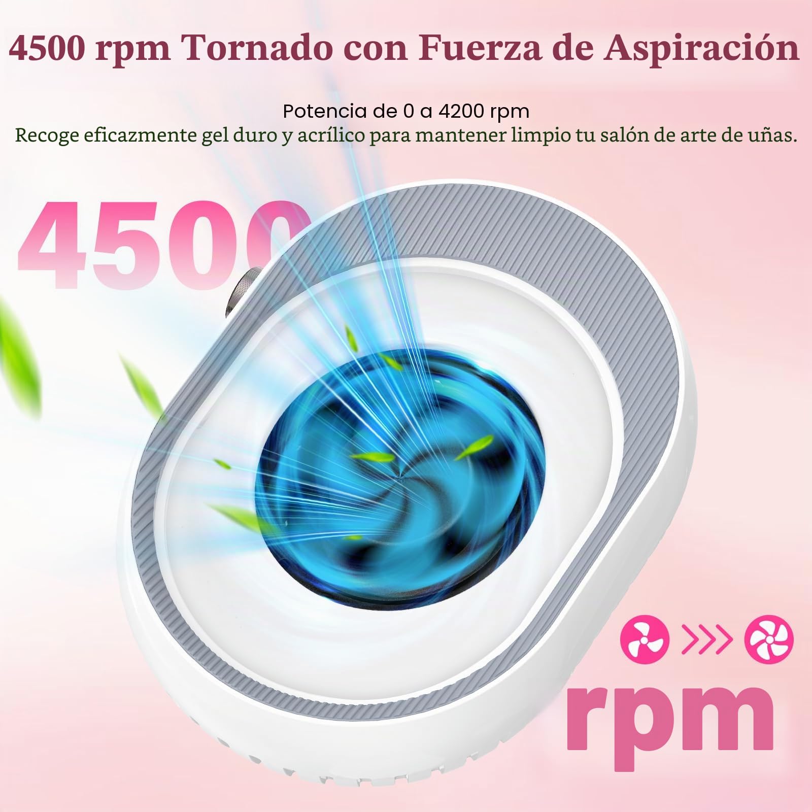 Aspirador de Uñas Profesional Colector de Polvo de Uñas con filtro reutilizable Aspirador de Uñas de Manicura Aspirador de Polvo para Uñas de velocidad para el salón o el hoga
