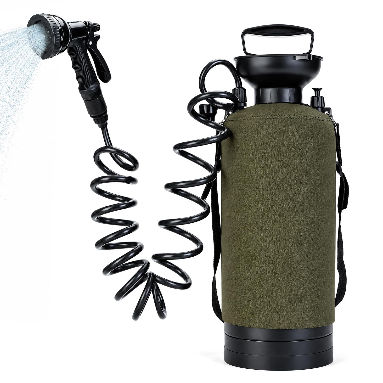 Vevitts Ducha portátil de 2.1 galones (8L), ducha de camping con cabezal de ducha de 10 modos, ducha de playa portátil para surf, camping y furgoneta Life - Kit de enjuague al aire libre con bomba de