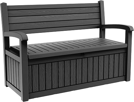 EFU Outdoor Storage Bench, Outdoor Bench with Storage, 80 Gallon Heavy-Duty&Waterproof Lockable Storage Bench Outdoor for Patio, Garden, Porch Black