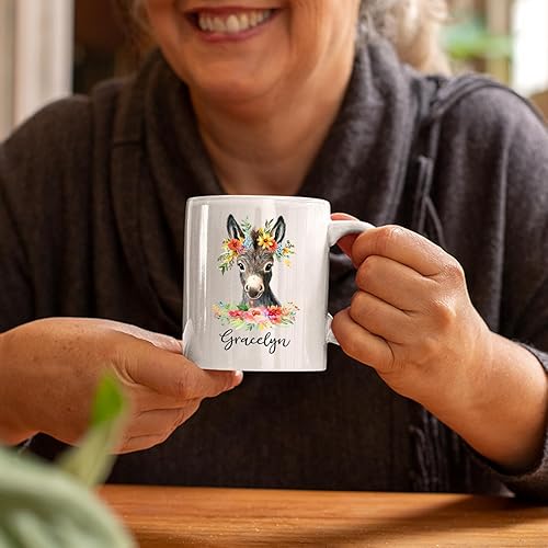 Miniatura 5 de Taza de café de burro personalizada, bonita taza de café de burro para amantes de los animales, niñas, hermana e hija, taza de té personalizada con