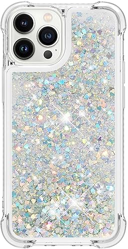 Miniatura 8 de Funda para iPhone 15 Pro Max, funda transparente líquida con purpurina flotante, arena movediza, a prueba de golpes, funda protectora de silicona
