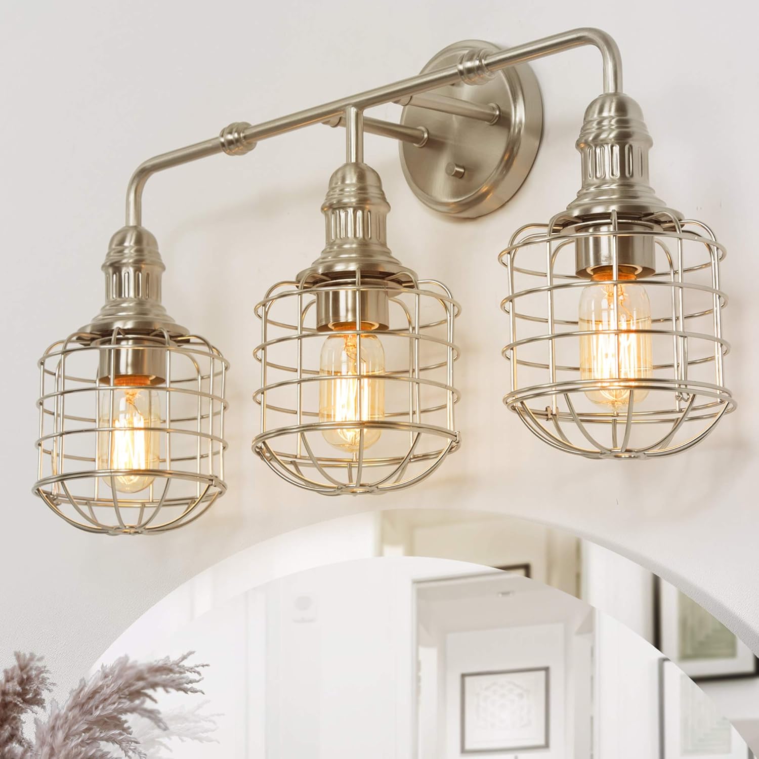 Exclusive Discount 80% Offer KSANA Wall Sconce, 1-Light Sconces Wall Lighting, Bathroom Light Fixtures Brushed Nickel with Cage Shade for Bathroom, Hallway, 7.5’’ W x 13’’ H Exclusive Discount 60% Price KSANA Wall Sconce, 1-Light Sconces Wall Lighting, Bathroom Light Fixtures Brushed Nickel with Cage Shade for Bathroom, Hallway, 7.5’’ W x 13’’ H