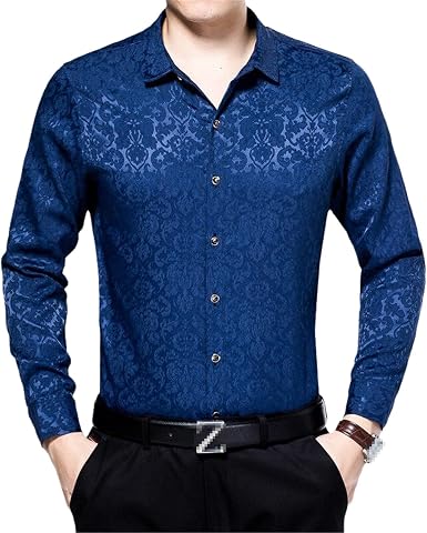 Amazon.com: Camisas de seda azul de gran tamaño para hombre, diseño de  flores sueltas, para negocios, casual, talla grande, para oficina, color  burdeos : Ropa, Zapatos y Joyería