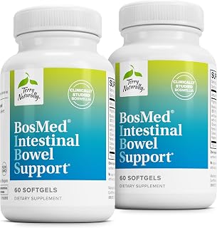 Terry Naturally BosMed Intestinal Bowel Support - Digestive & Intestinal Support Supplement - Bowel Health Supplement - Gut Health Support with Coriander, Fennel, Carraway & Peppermint - 60 Softgels