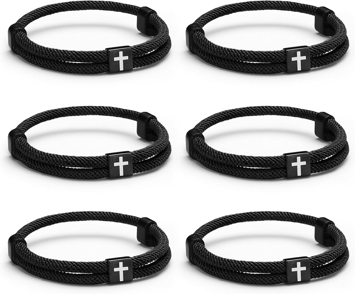 Amazon.com: Landical 6 Pcs Braided Cross Bracelet Adjustable Rope