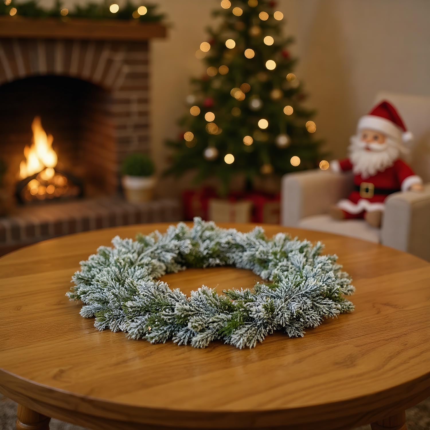 Flocked Artificial Snow Garland Flocked Pine Christmas Garland, White Frosted Winter Holiday Decor, Indoor Decorative Greenery for Seasonal Home - Image 2