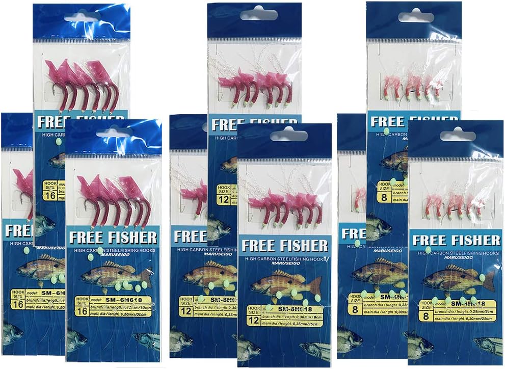 FREE FISHER 22 Packs Bait Rigs Fishing Flasher Lures Bait Rigs Fish Skin, Glow Fishing Beads High Carbon Hooks for Freshwater/Saltwater : Sports & Outdoors