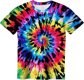 Tie Dye Shirt Kids Neon Shirts for Boys Girls Crewneck Short Sleeve Tee 6-16 Years