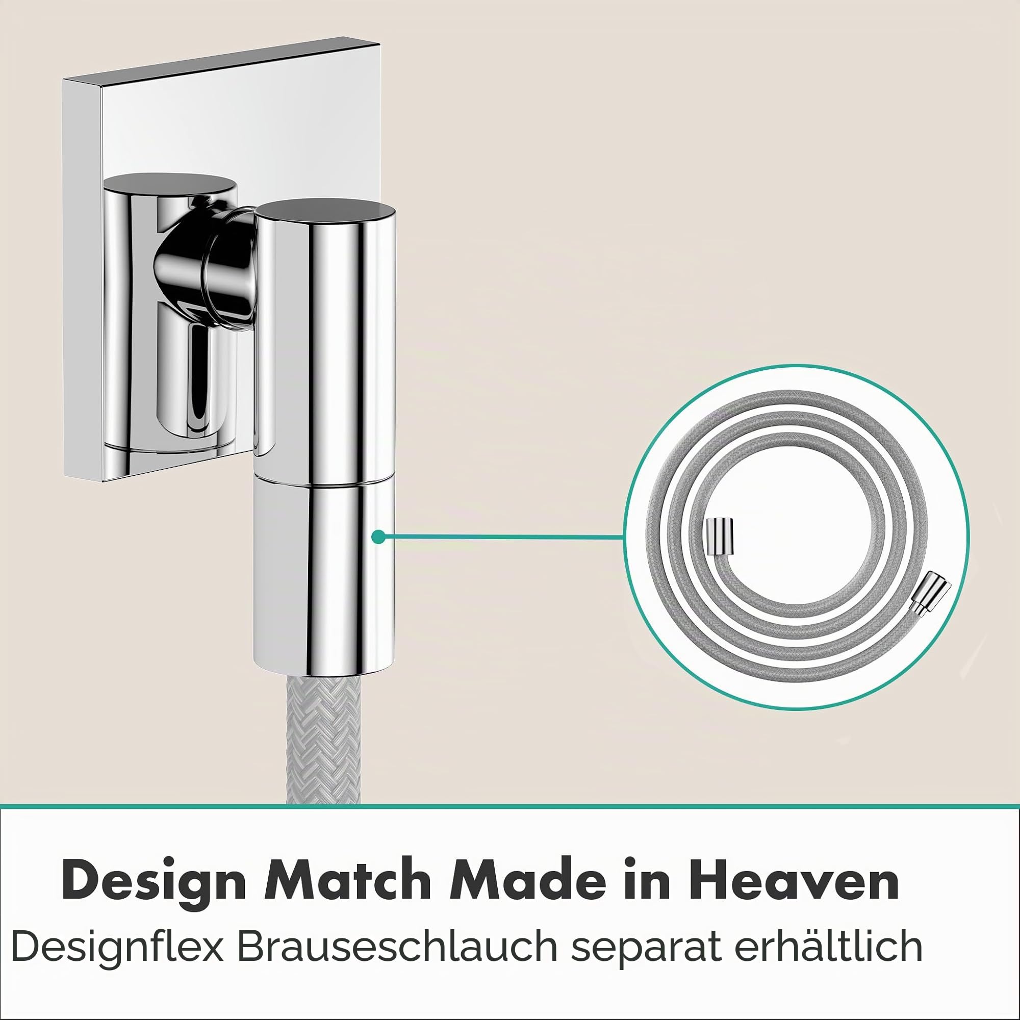 hansgrohe FixFit Fine E - Schlauchanschluss Dusche, universaler Wandanschluss mit Rückflussverhinderer, Wandanschlussbogen, Chrom, 28883000