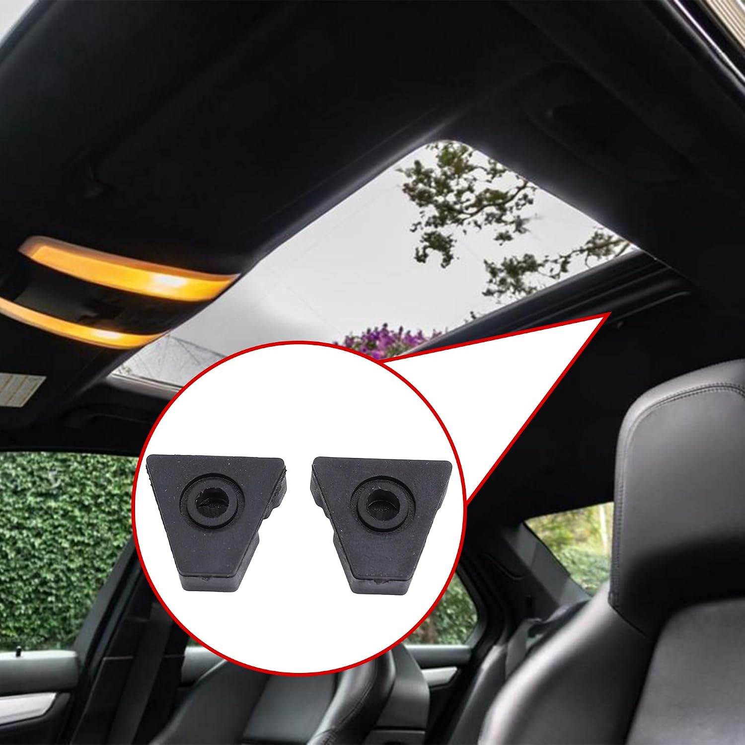Sliding Roof Sunroof Rail Frame Glass Slider Guide Repair Kit for Mercedes-Benz A200 2013-2021 Replace 62483671206 62483671106 2Pcs Black