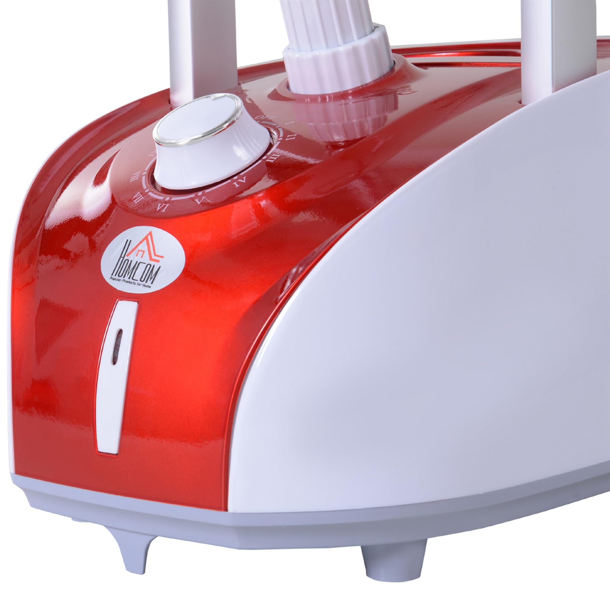 HOMCOM Plancha Vertical Vapor 1950W, Depósito de 2 L, 32g/min, Plancha de Vapor Vertical con Barra Telescópica, Listo en 38s,Colgador de Ropa, Centro de Planchado para Hogar Oficina, Rojo