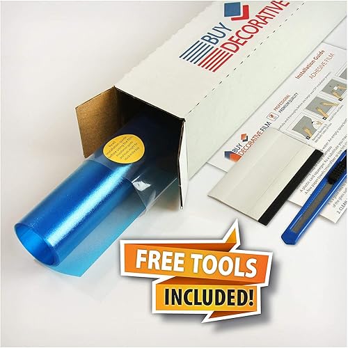 Miniatura 3 de Buydecorativefilm BDF 1CCCB - Lámina de algodón para ventana, color azul, nubes de azúcar, no adhesiva, adherencia estática, 36 pulgadas x 15 pies