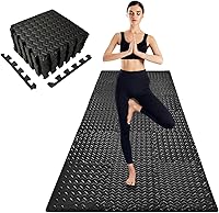 YSHUFJOI 3x6 Ft Interlocking Foam Mats (18-Pack) - 12mm Thick EVA Puzzle Tiles for Home Gym, Yoga, Kids Play & Workouts