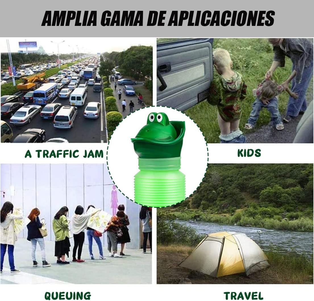 Voarge Orinal portátil para niños, portátil Dibujos Animados Niños Unisex Orinal Viaje Urinario Auto WC Pee, Verde-600ML