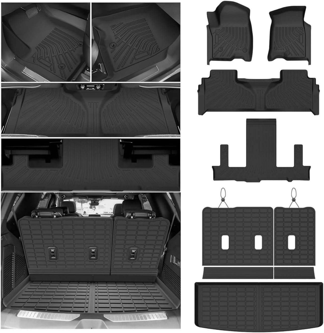 Floor Mats for Chevy Tahoe/GMC Yukon 7 Seats Bucket Seat (Not for Yukon XL) 2021-2025 2026, All Weather Cargo Liner for Tahoe Accessories, Heavy Duty Car Mats, Car Accessories