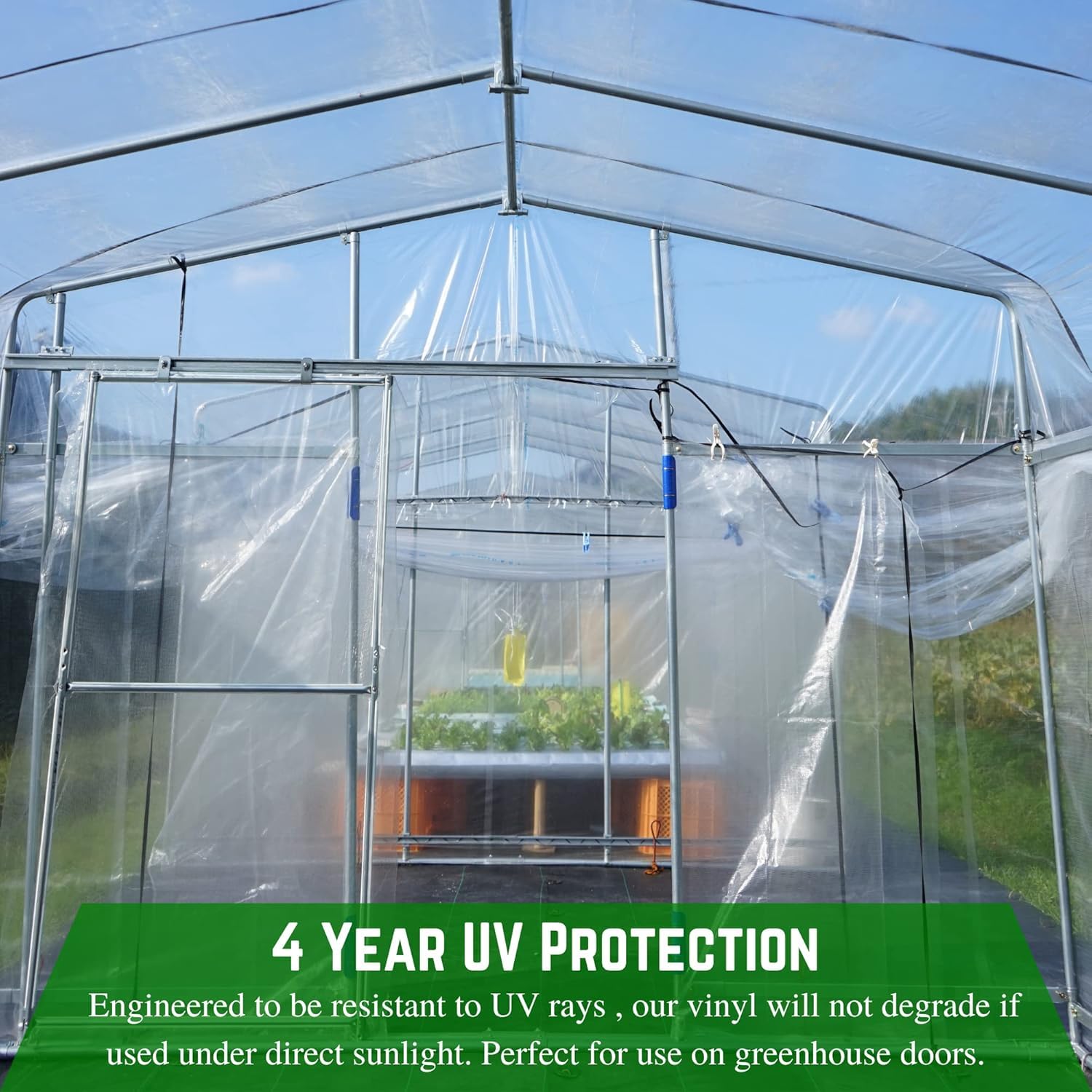 Farm Plastic Supply - Clear Vinyl Sheeting - 15 Mil - Plastic Sheeting, Clear Vinyl Sheet for Storm Windows, Tablecloth Protector (4.5' x 15')
