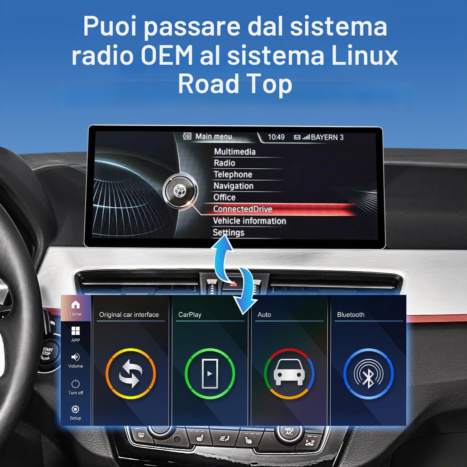 Road Top Autoradio CarPlay 12,3" per BMW Serie X1 F48 con NBT 2015-2018