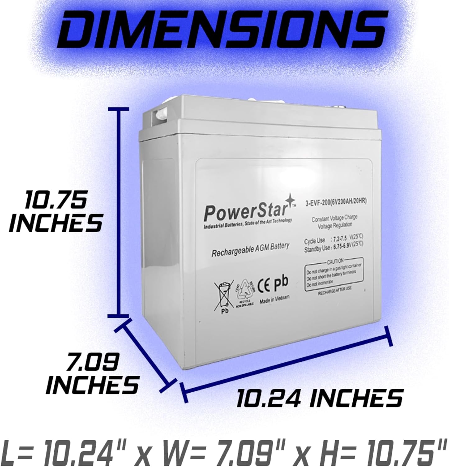 PowerStar Battery Replacement for 6V Volt Deep Cycle Golf Cart, Solar, Marine, RV and Industrial Use Battery X6