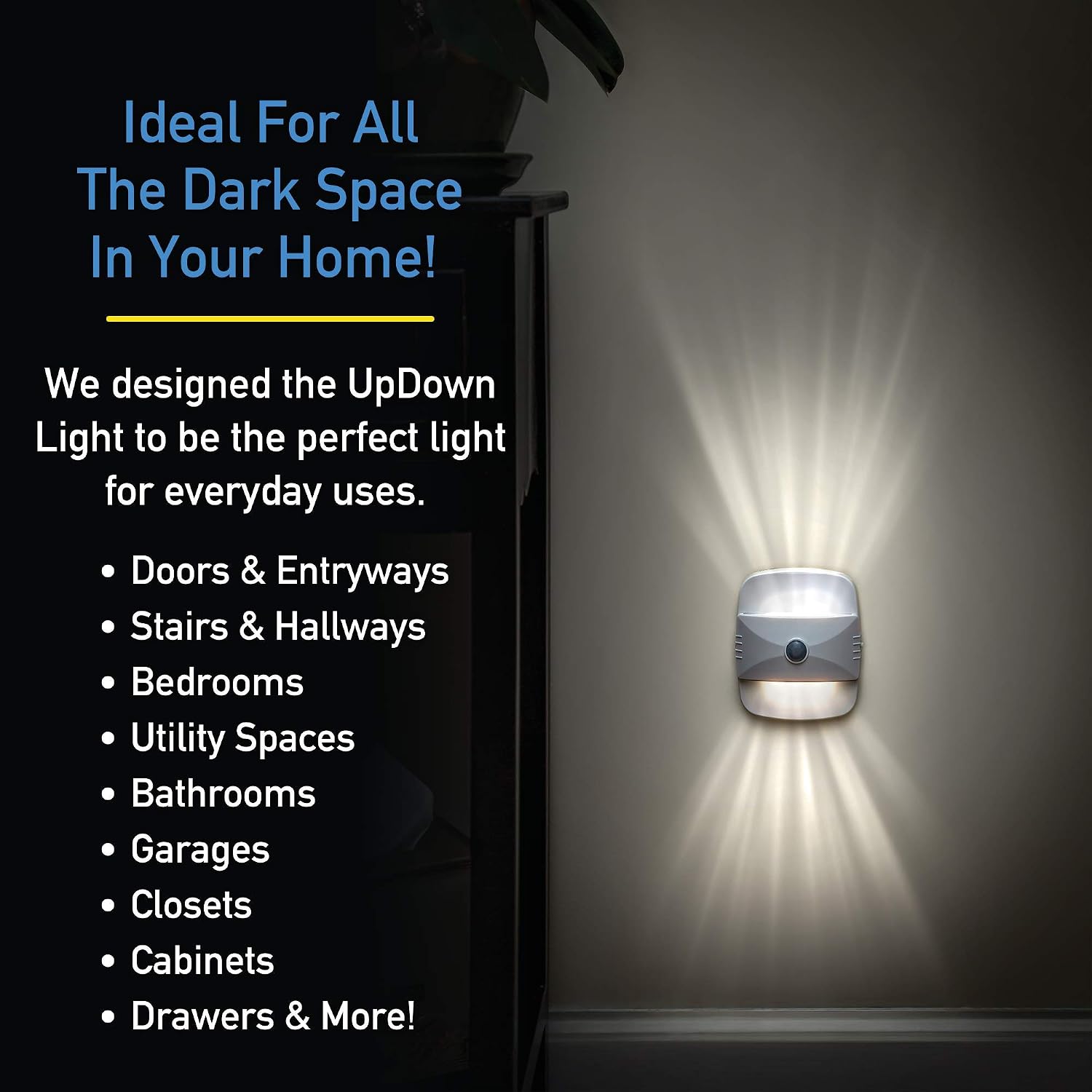 Sensor Brite UpDown Wireless Motion-Sensing LED Light, Automatic Accent LED Light, Battery-Operated Night LED Light, White