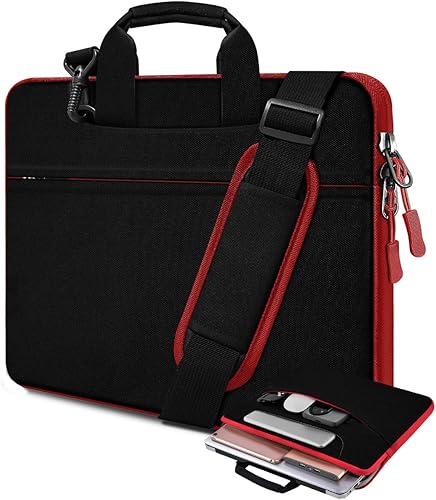 Miniatura 13 de Bolso de hombro para laptop de 15.6 pulgadas, maletín resistente a golpes y con múltiples bolsillos, compatible con la mayoría de portátiles de 15.6