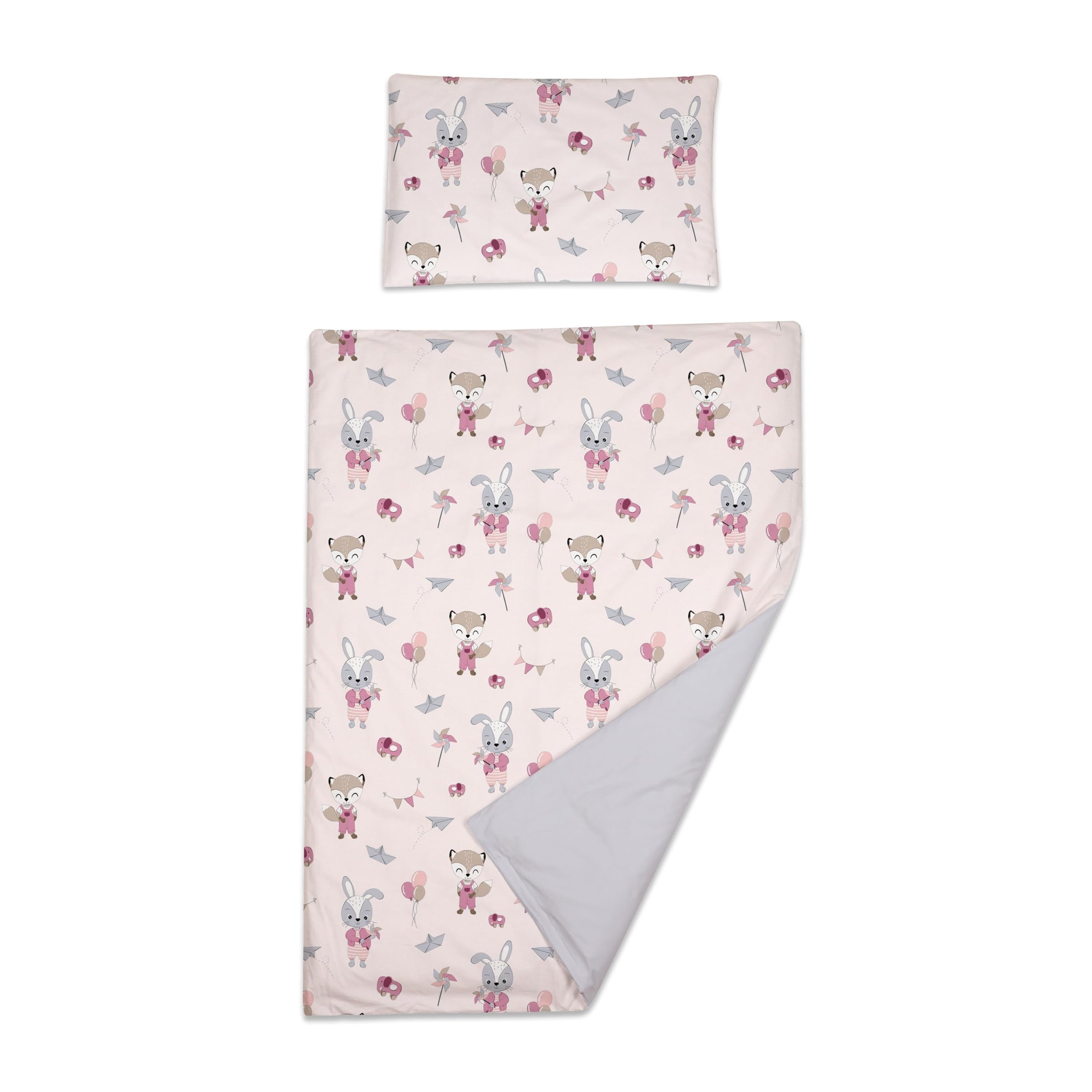 Baby Comfort Foxes And Rabbits 2 Piece Duvet Cover & Pillowcase Bedding Set 150X120 Cm For Toddler Junior Cot Bed 12M+ (Foxes And Rabbits)