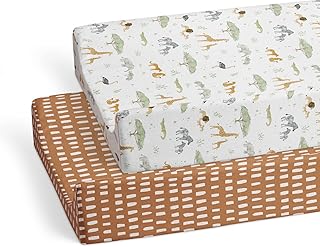 Sorrel + Fern Changing Pad Cover 2-Pack (Safari Adventures) - Premium Fitted Sheets - Buttery Soft Cotton Blend