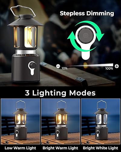 Miniatura 4 de Linterna de camping recargable, luz telescópica para campamento, luces de emergencia retro impermeables, faroles eléctricos para cortes de energía,