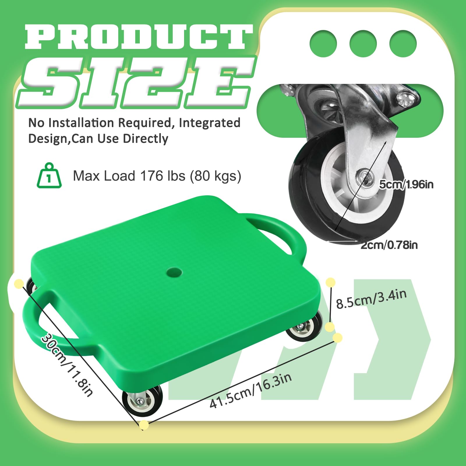 Kids Sitting Scooter Board with Handles Universal Wheels Swivel Casters Plastic Floor Surfer Sports Scooters with Rollers Autism Kids Sensory Scooter Board for Gym Class Physical Education Home Use - Image 2