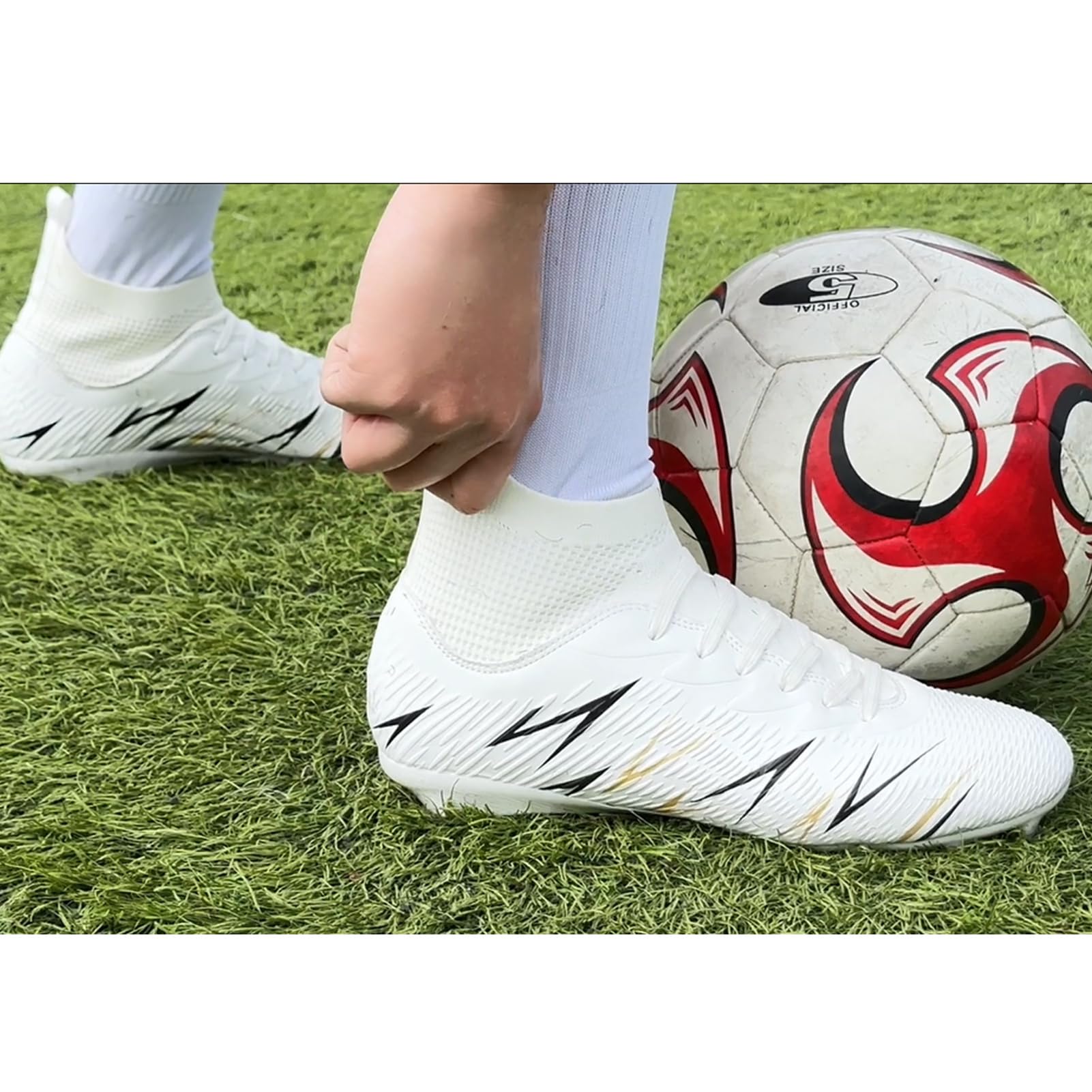 Mens Football Boots Spike High Top Football Shoes Astro Turf Trainers AG FG Soccer Cleats Boys Professional Athletic Shoes - 3