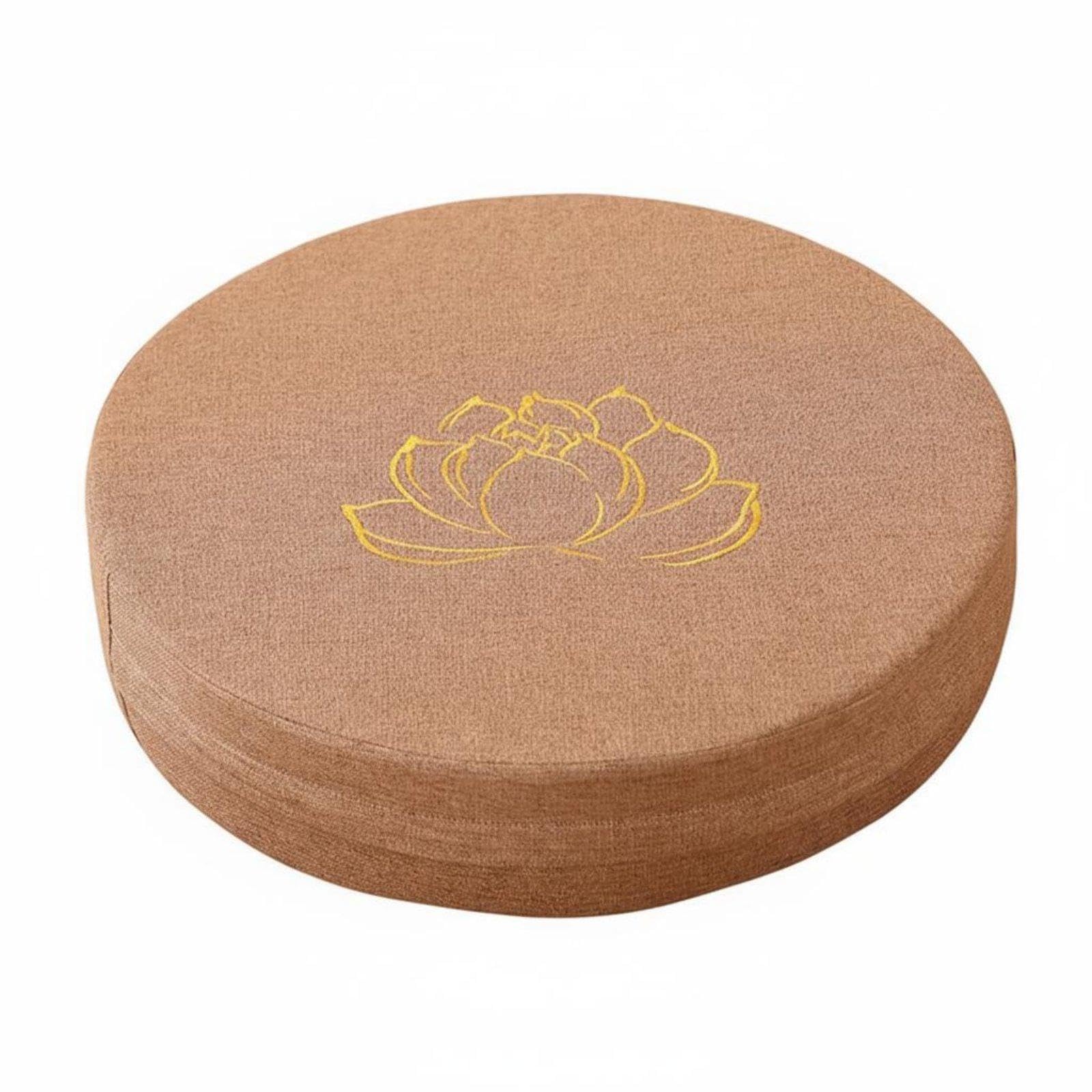 Japanese Tatami Cushion Removable Washable Cover Round Meditation Cushion Breathable Linen Textile Thick Floor Pouf for Exercise Practitioners Khaki 40x10cm-image-14
