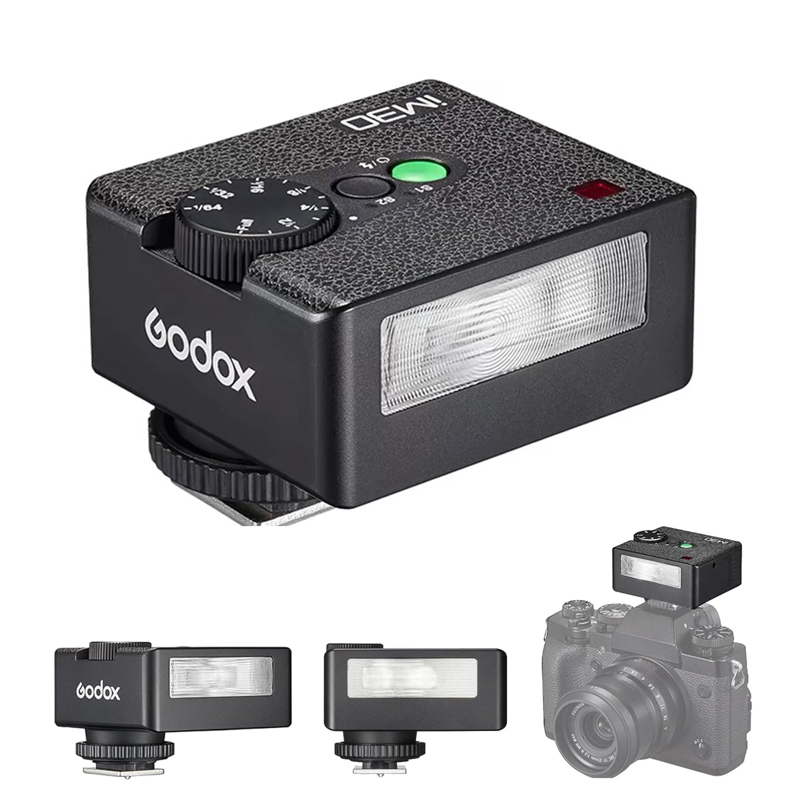 Godox iM30 Mini Flash Speedlite,Camera Flash GN15 with 7 Levels Flash Power,CCT 6500K±200K with S1/S2 Optical Control for Canon Fuji Sony Nikon DSLR