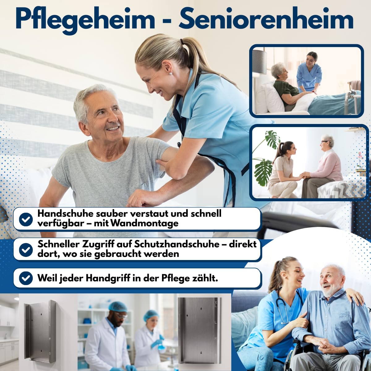 4er Handschuhspender aus Edelstahl, Wandhalter für Handschuhboxen, Hygienischer Handschuhhalter für Einmalhandschuhe