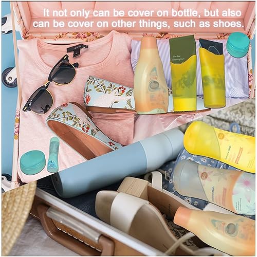 Miniatura 2 de TRANOMOS Paquete de 8 fundas de silicona para botellas, artículos esenciales de viaje para mujeres y hombres, artículos de tocador de tamaño de