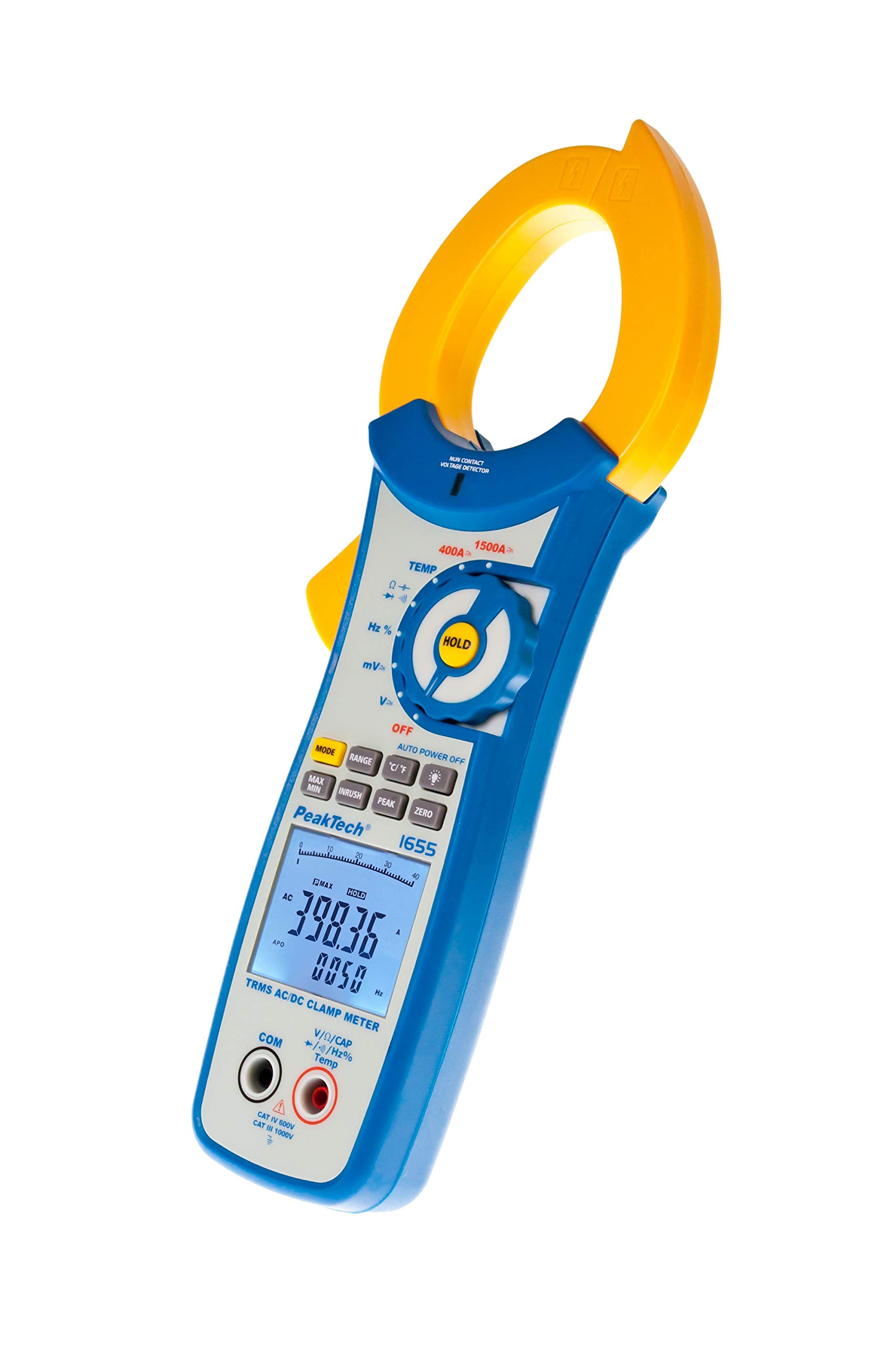 PeakTech 1655 - Pince de Courant Efficace 1500A AC/DC, 40000 counts, Multimètre Numérique, TÜV/GS, Pince de Courant, Voltmètre sans Contact, Ampèremètre, Testeur de Continuité - Max 600V