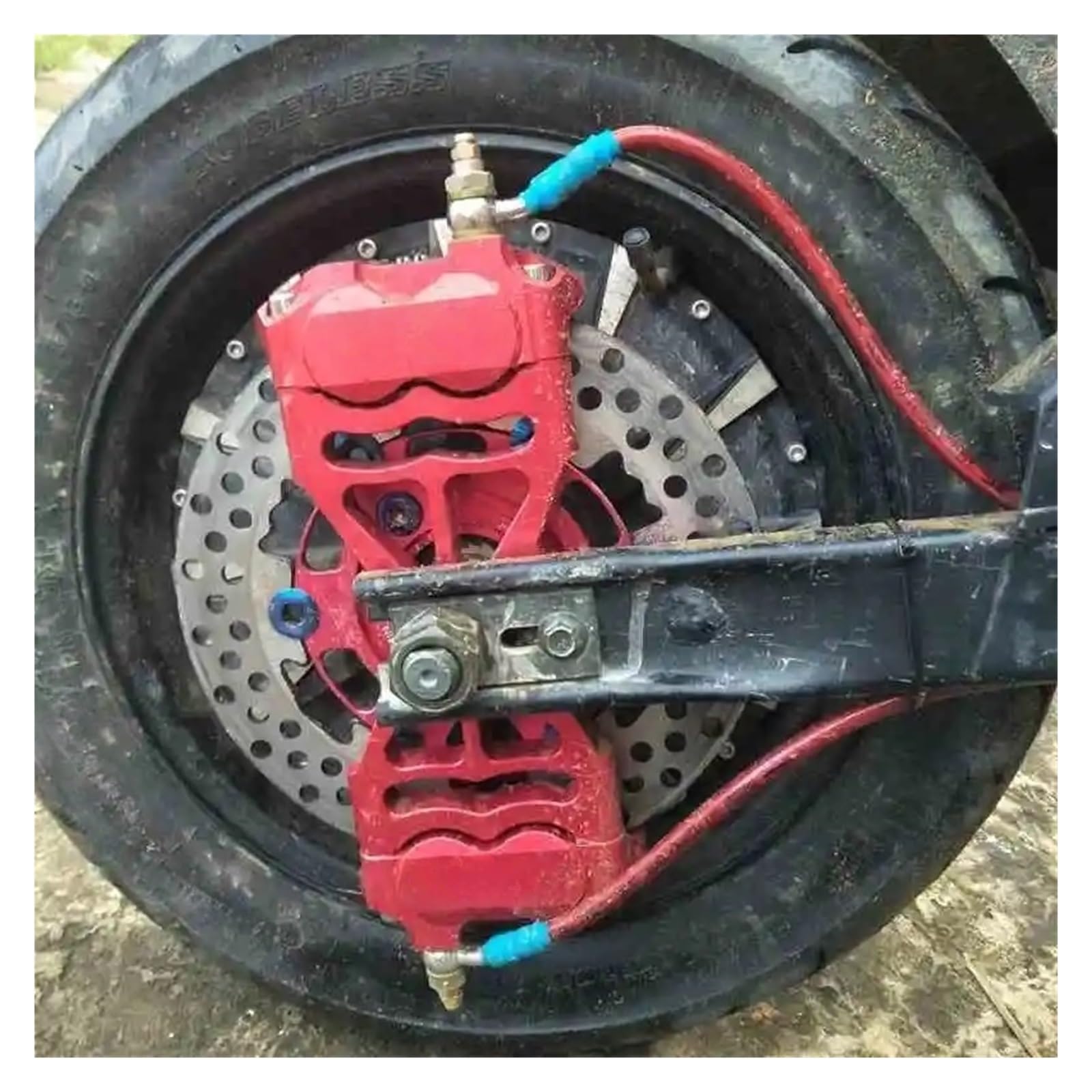 Disco freno flottante Accessori Per Staffa Adattatore Pompa Disco Doppia Pinza Freno Per Scooter Moto(220 Disc Black)