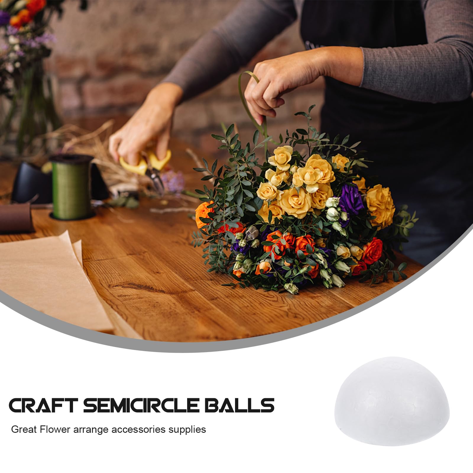 BESPORTBLE 50PCS 2.3 Inch White Foam Balls Half Round Half Sphere for DIY Crafts Christmas Wedding Project Modeling DIY Art Decoration