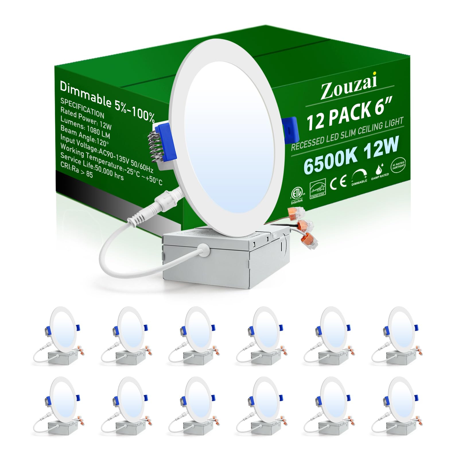 2 Inch Led Lights Zouzai 20 Pack 4 Inch Ultra-Thin LED Recessed Ceiling ...