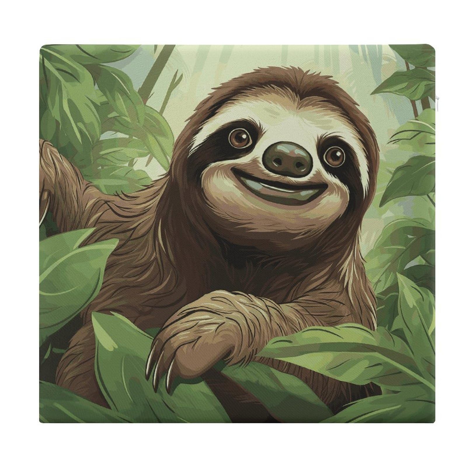 JTREHY Sloths Background Chair Cushions Non-Slip Bar Stool Cushions Ultra Soft Warm Memory Foam Meditation Cushion Removable Large Square Seat Cushions for Dining Chair 15x14In