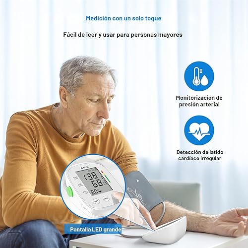 Miniatura 3 de AILE Monitor de presión arterial, máquina de presión arterial, brazo superior (8.7 a 16.5 pulgadas), monitor de presión arterial automático alto
