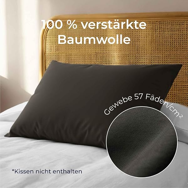 Dreamzie Kissenbezug 30x50 Renforcé Baumwolle (2er-Set) - Anthrazit - Dicht gewebt mit 57 Fäden/cm² - Kissenbezug 50x30 - Oek - 2